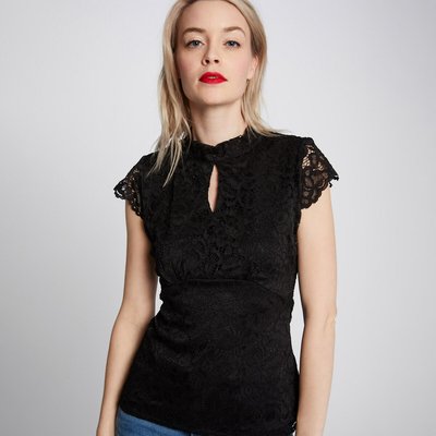T-shirt Col Montant En Dentelle MORGAN