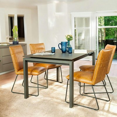 Table à manger extensible 140/180 cm en céramique grise style contemporain TORONTO PIER IMPORT