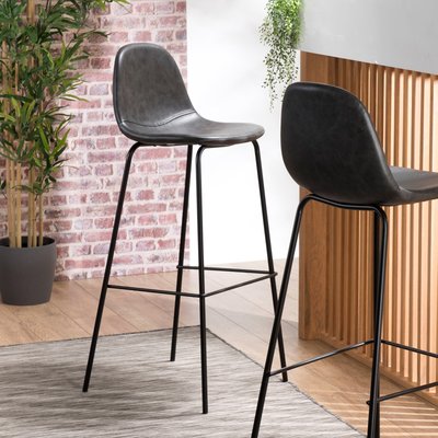 Lot de 2 chaises de bar vintage tissu synthétique noir TIM PIER IMPORT