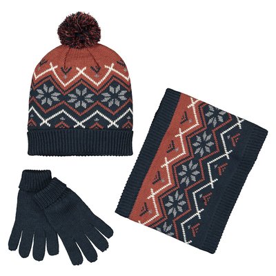 Ensemble 3 pièces bonnet à pompon + snood + gants LA REDOUTE COLLECTIONS