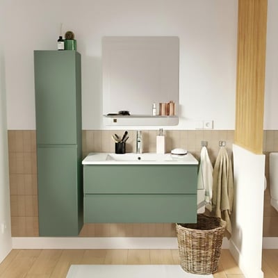 Ensemble meuble vasque 80cm avec robinet, miroir et colonne SORRENTO MOB IN