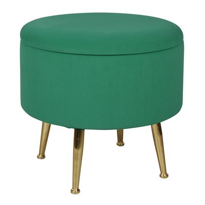 Tabouret pouf rond tissu gris pieds dorés TIM (lot  de 2) PIER IMPORT