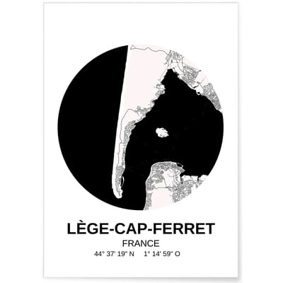 Affiche Carte Lège-Cap-Ferret L'AFFICHERIE