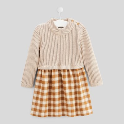 Robe manches longues col montant bi-matière BOUT'CHOU