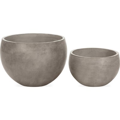 Cache-pot rond ciment  antracite  style contemporain RECOLLECTION