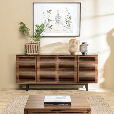 Buffet bois exotique 4 portes ajourées KANHA PIER IMPORT