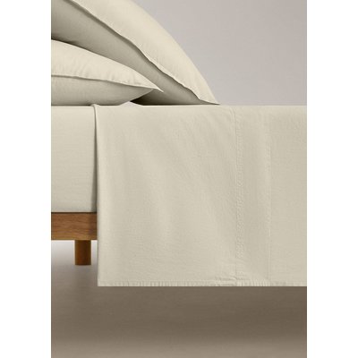Drap plat enfant en coton lavé double surpiqûre lit 90 cm MANGO HOME