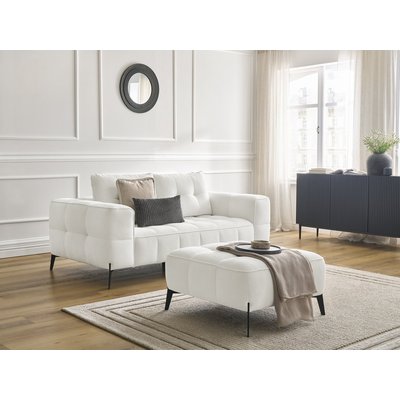 Canapé droit fixe 2 places en tissu texturé avec pouf, ANIS BOBOCHIC