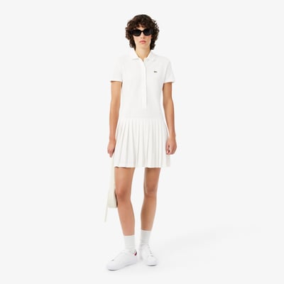 Robe polo plissée Piqué stretch LACOSTE