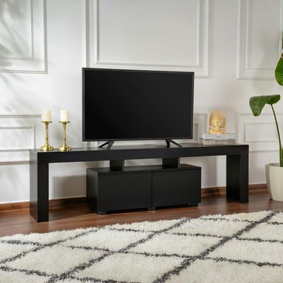 Banc TV moderne noir avec rangement - effet bois MARFA PIER IMPORT