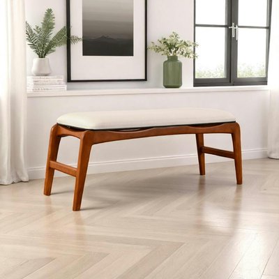 Banc d'entrée en bois et tissu - assise lin, 120 cm DILI PIER IMPORT