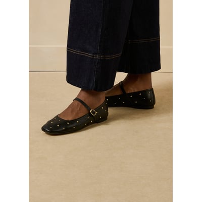 Ballerines plates en cuir bout carré LA FEE MARABOUTEE