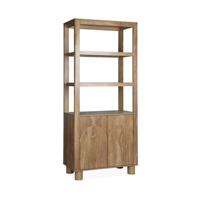 Etagère bibliothèque exotique décor bois 6 niveaux 2 portes DELHI SWEEEK