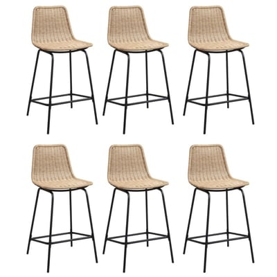 Lot de tabourets d'ilot et bar en métal et assise en rotin 65cm BALI|Lot de 6 | Lot de 6 MOB IN