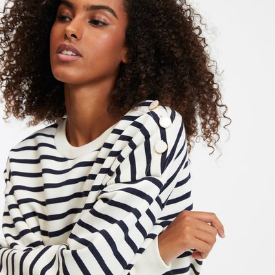 Gestreepte sweater met ronde hals en knoopsluiting LA REDOUTE COLLECTIONS