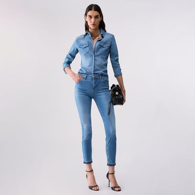 Chemise en toile denim avec broderie LIU JO