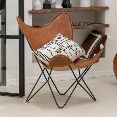 Fauteuil papillon en métal et cuir - ALTO HELLIN, DEPUIS 1862
