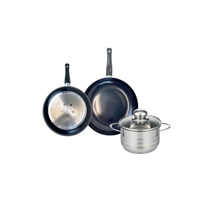 Batterie 2 poêles 20/24cm + 1 faitout 16cm PRIMA BRILLANT ELO