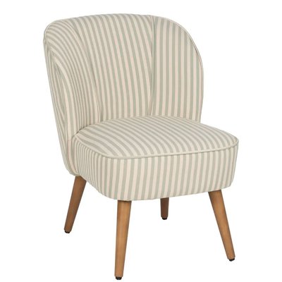 Fauteuil crapaud beige rayures vertes 54x64x73cm WADIGA