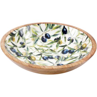 Bol en manguier et émail Olives JARDINDECO