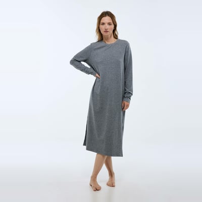 Chemise de nuit unie en coton et modal MONOPRIX