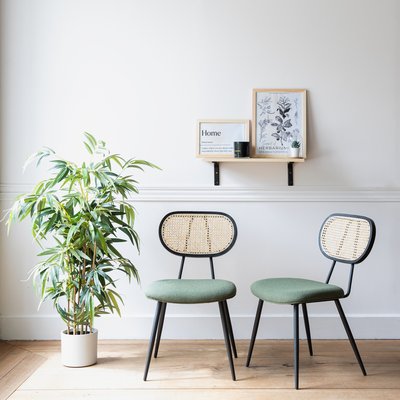 Chaise vintage, cannage et tissu, ELENA HAPPY GARDEN