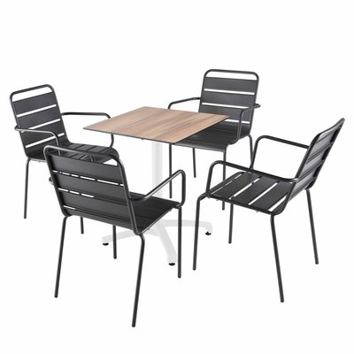 Table 60x60 cm inclinable stratifiée avec pied blanc et chaises en métal, OPERA OVIALA