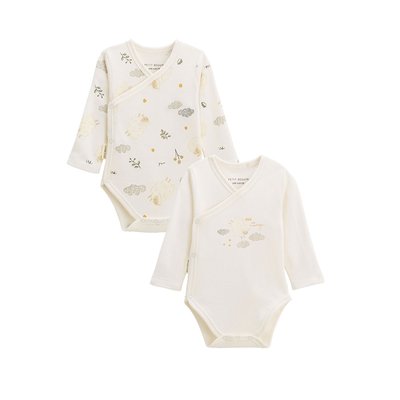 Lot de 2 bodies bébé manches longues ouverture croisée Câlins PETIT BEGUIN