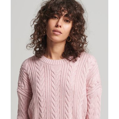 Pull ras-du-cou en maille torsadée à épaules tombantes SUPERDRY