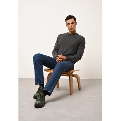 HOWARD pull col rond anthracite chiné en cachemire JUST CASHMERE