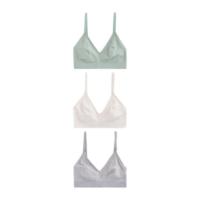 Brassière côtelée en coton à logo, lot de 3 NEXT