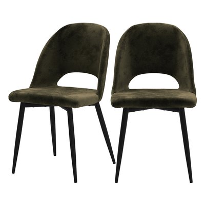 Lot de 2 chaises en velours et pieds en métal - PÉNÉLOPE RENDEZ-VOUS DÉCO