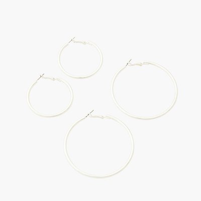 Set de 2 paires de créoles en métal argentées BALABOOSTE