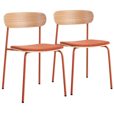 Lot de 2 chaises en métal, bois et tissu, LEXY OVIALA