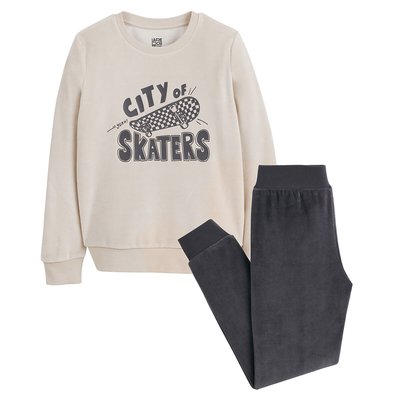 Pyjama en velours, imprimé skate LA REDOUTE COLLECTIONS