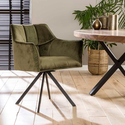 Fauteuil de table pivotant en tissu velours beige avec accoudoirs style déco moderne MELBOURNE (lot de 2) PIER IMPORT