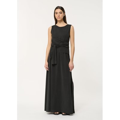 Robe longue noire ceinturée sans manches HUMILITY