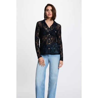 Chemise dentelle col à revers MORGAN