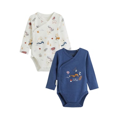 Lot de 2 bodies bébé manches longues ouverture croisée Emile PETIT BEGUIN