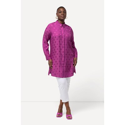 Blouse longue à pois jacquard avec col de ULLA POPKEN