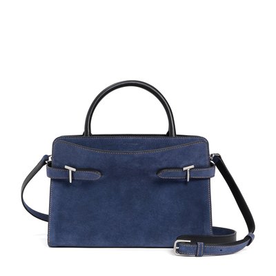 Sac à main moyen modèle en cuir suède effet denim EMIE LE TANNEUR