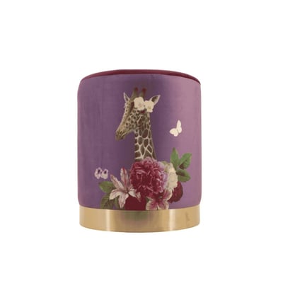 Pouf en velours imprimé Fancy girafe 37cm HASHTAG DECO