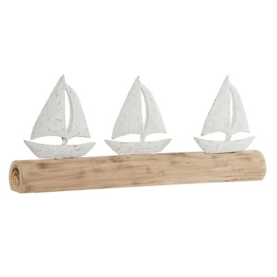 Statue déco à poser en bois de mangue bateaux 62x8.5x25.5cm WADIGA