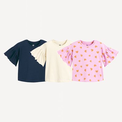 Lot de 3 T-shirts à manches courtes volantées LA REDOUTE COLLECTIONS