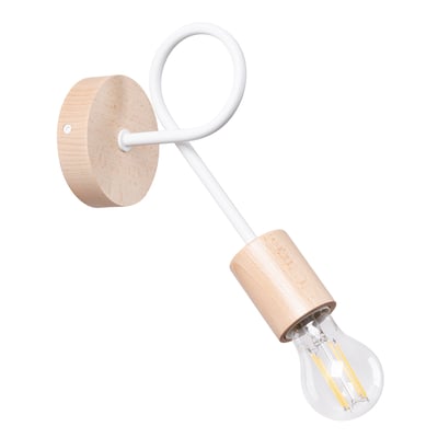 Applique Acier Blanc/Bois Naturel E27 1 Ember EDEN