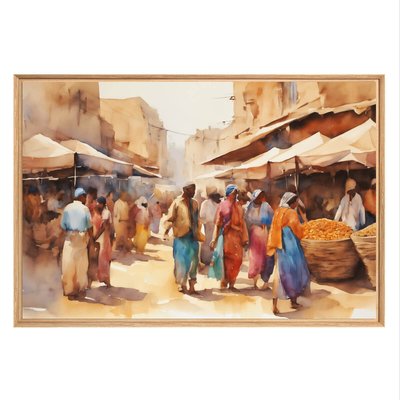 Tableau Mural Encadré Marché Aquarelle CLASSIQUE INTEMPOREL CEANOTHE