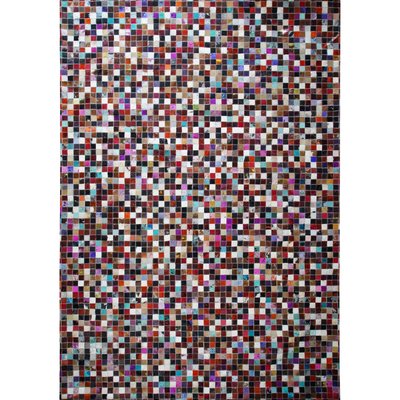 Tapis de salon en cuirs recyclés motif mosaïque  multi CUIR MOZAIQUE COLOR THE DECO FACTORY