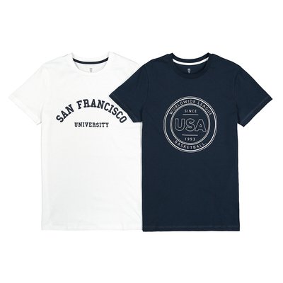 Pack of 2 T-Shirts in Printed Cotton LA REDOUTE COLLECTIONS
