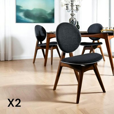 Chaise médaillon grise - style moderne (lot de 2) DILI PIER IMPORT