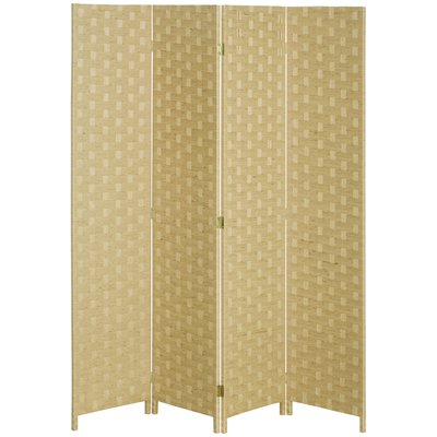 Séparateur de pièces 4 panneaux pliables bois fibres papier tressé HOMCOM